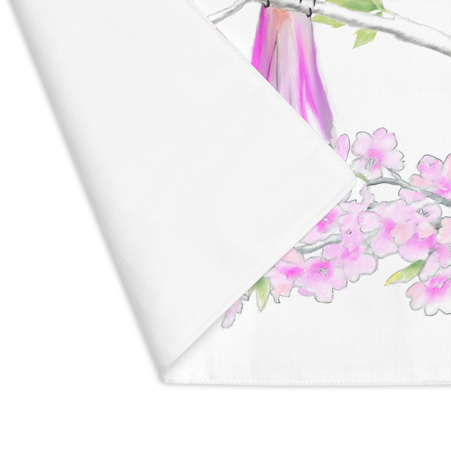 Blossoms & Birds In Pink Placemat, 1pc (18" × 14"), Cotton, Creamy White Background, #8 Left Side of Table