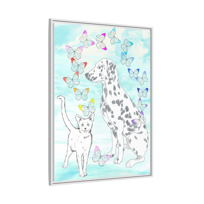 Butterfly Chroma Friendship Matte Canvas, Framed  (White)