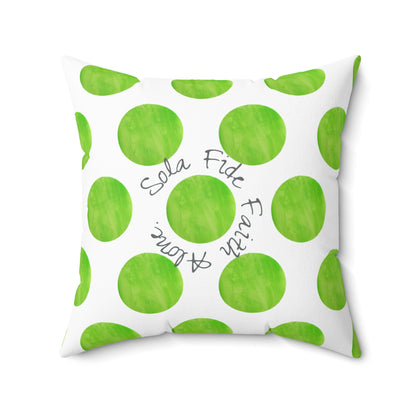 Polka Dot Joy Polyester Square Pillow “Sola Fide…”