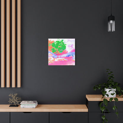 Joyful Landscape Matte Canvas, Stretched, 1.25" Med Green, Raspberry, Orange