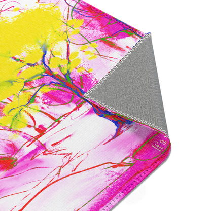 Inspirational Landscapes Indoor Rug in Red, "It's never too late" Pink, and Yellow