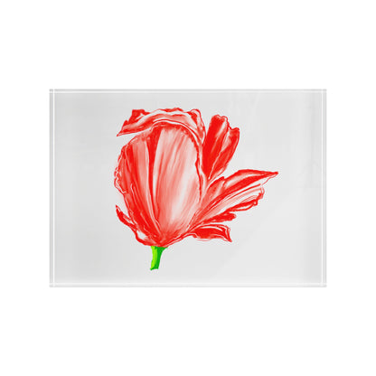 Dancing Tulips Acrylic Art Block Red