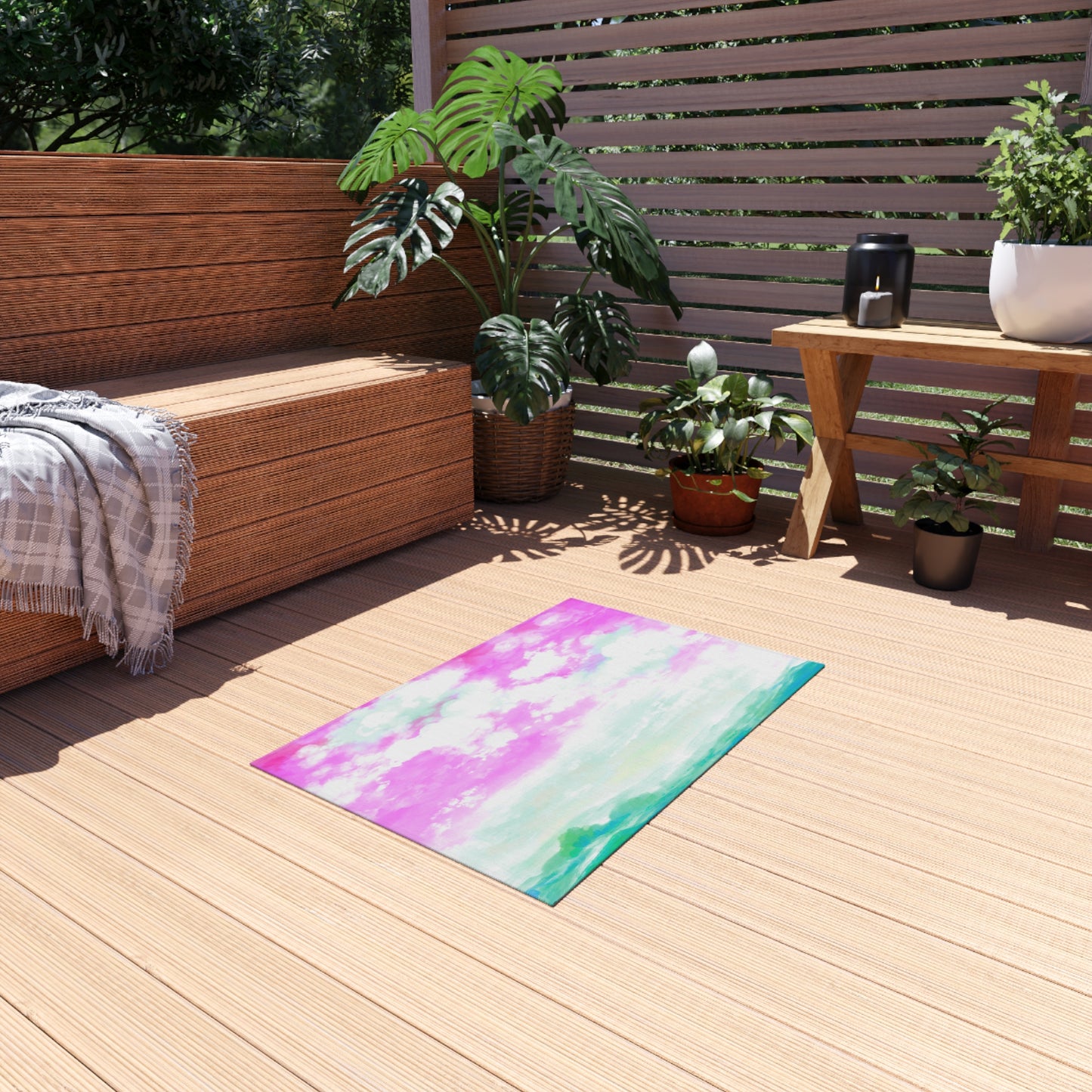 Joyful Landscapes Indoor/Outdoor Rug, Pink, Non-Slip