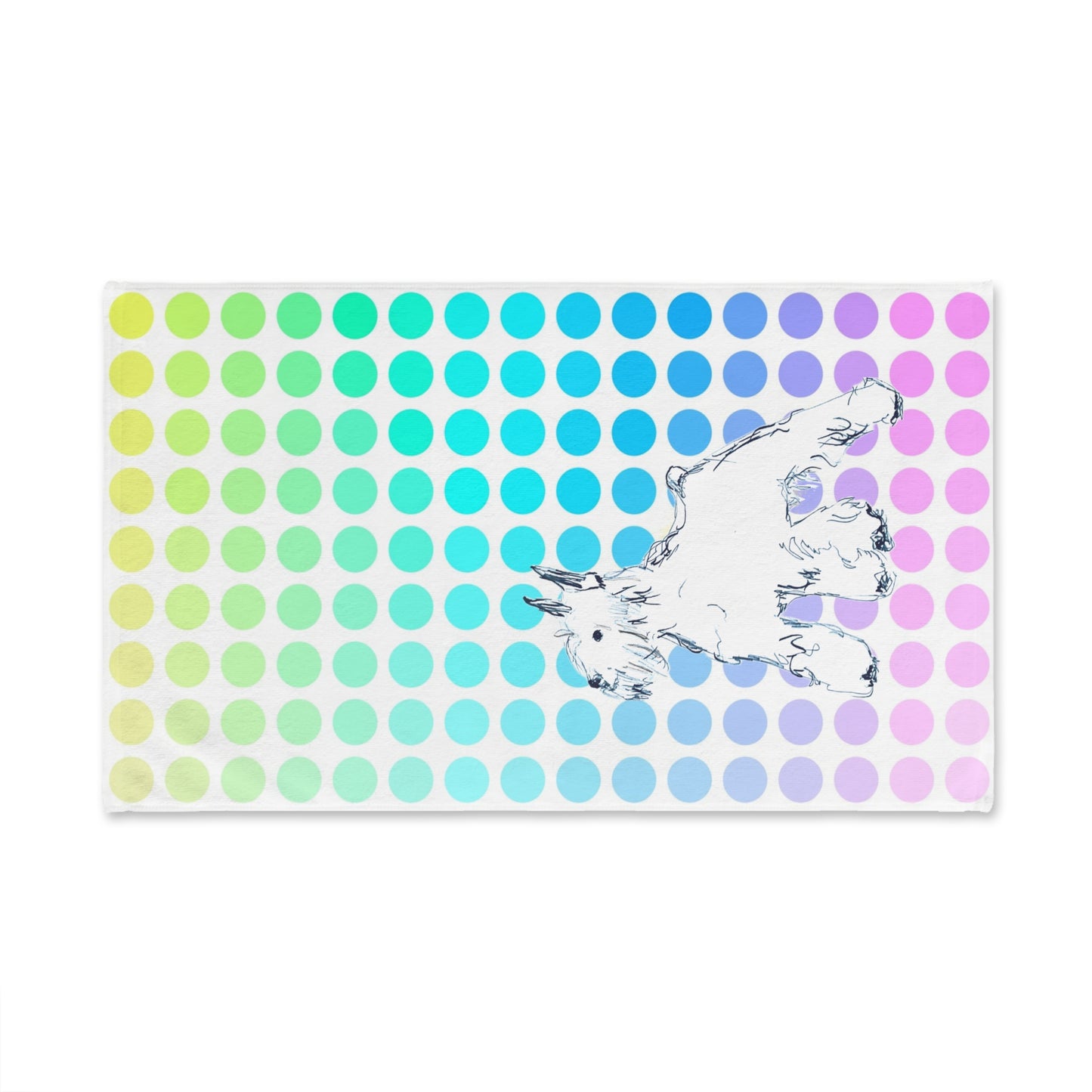 Dogi Fun Hand Towel, Schnauzer with Multi-Color Polka Dots