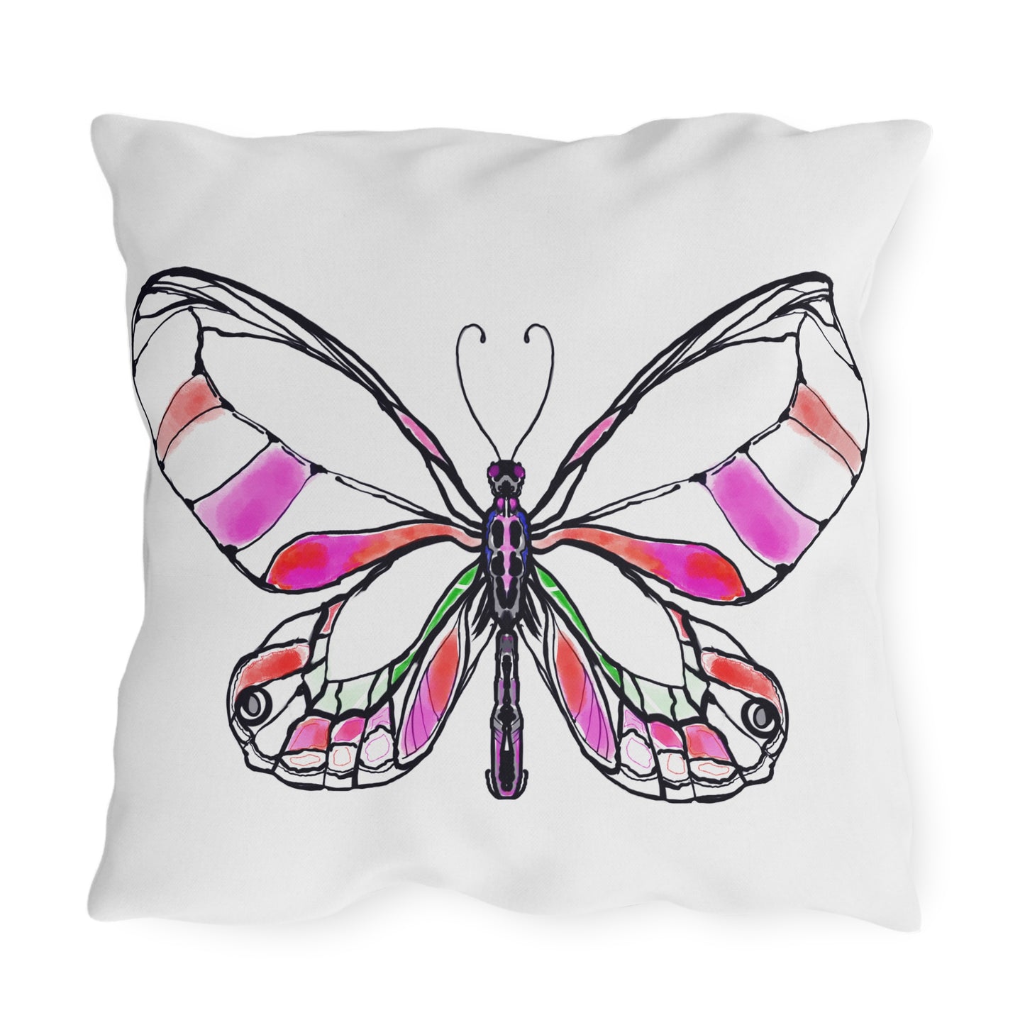 Outdoor Pillows Lulu Butterflies Light Pink