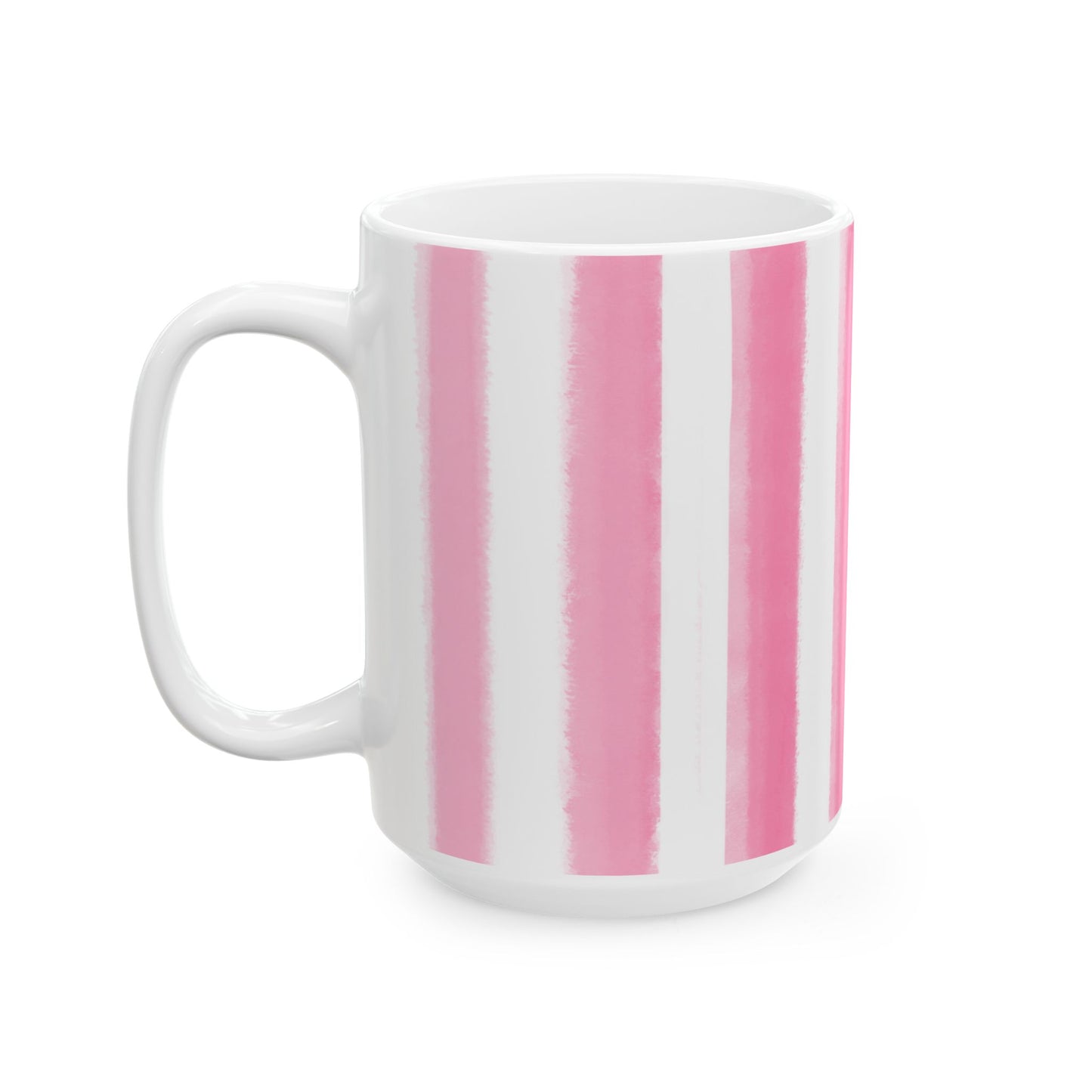 Watercolor Stripes Ceramic Mug Pink