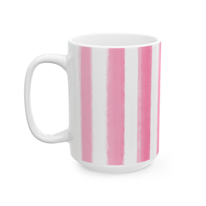 Watercolor Stripes Ceramic Mug Pink