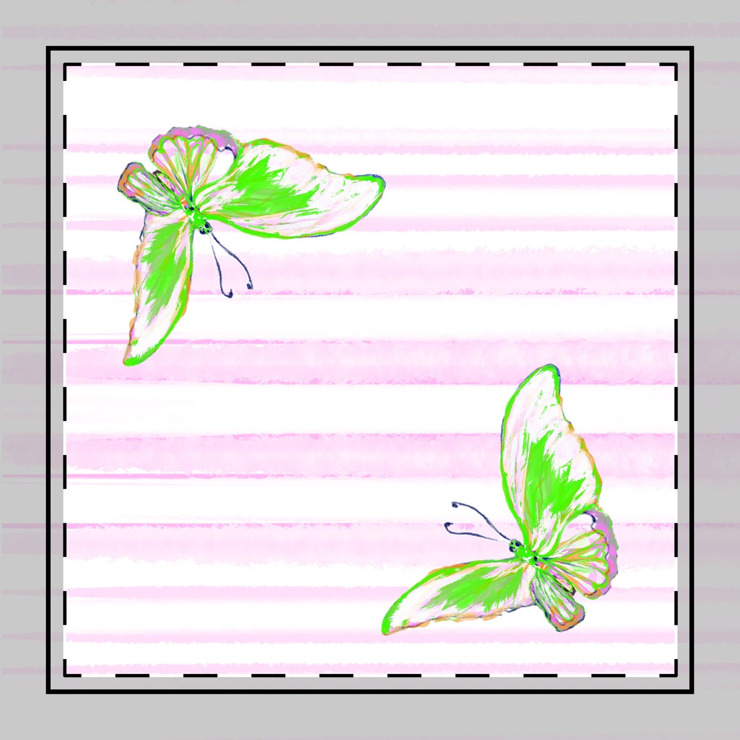 Butterfly Blossom Whirl Poly Twill Napkin, Green, Fabric Background Bright White, #5