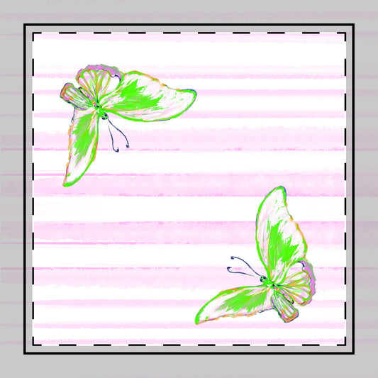Butterfly Blossom Whirl Poly Twill Napkin, Green, Fabric Background Bright White, #5