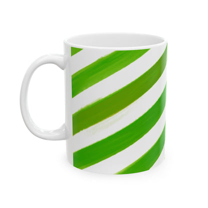 Diagonal Stripe Ceramic Mug in Medium Green, 11oz