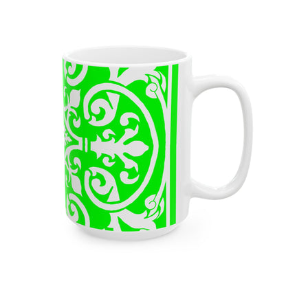 Scrollwork Ceramic Mug Bright Green