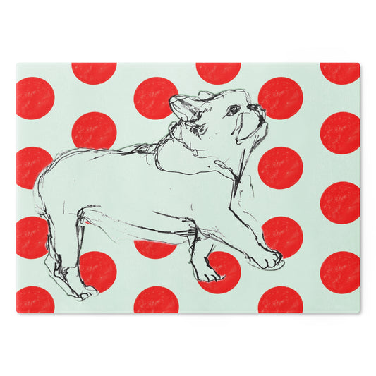 Glass Cutting Board Dot & Dog Board