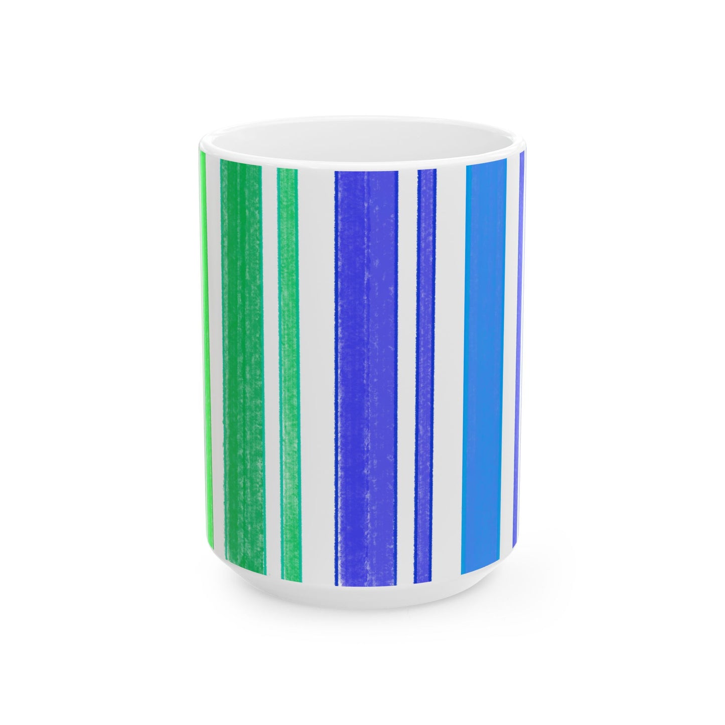 Butterfly Flutterstripe Ceramic Mug, Blues and Greens ( 2 sizes available 11oz and 15oz)
