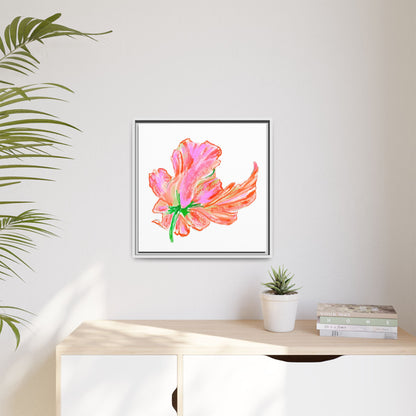 Dancing Tulips Matte Canvas, Framed (Multi-color) Orange Pink