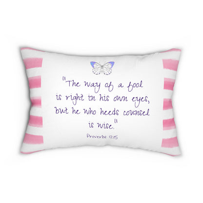 Kitty Fun Polyester Lumbar Pillow "The way of a fool..."