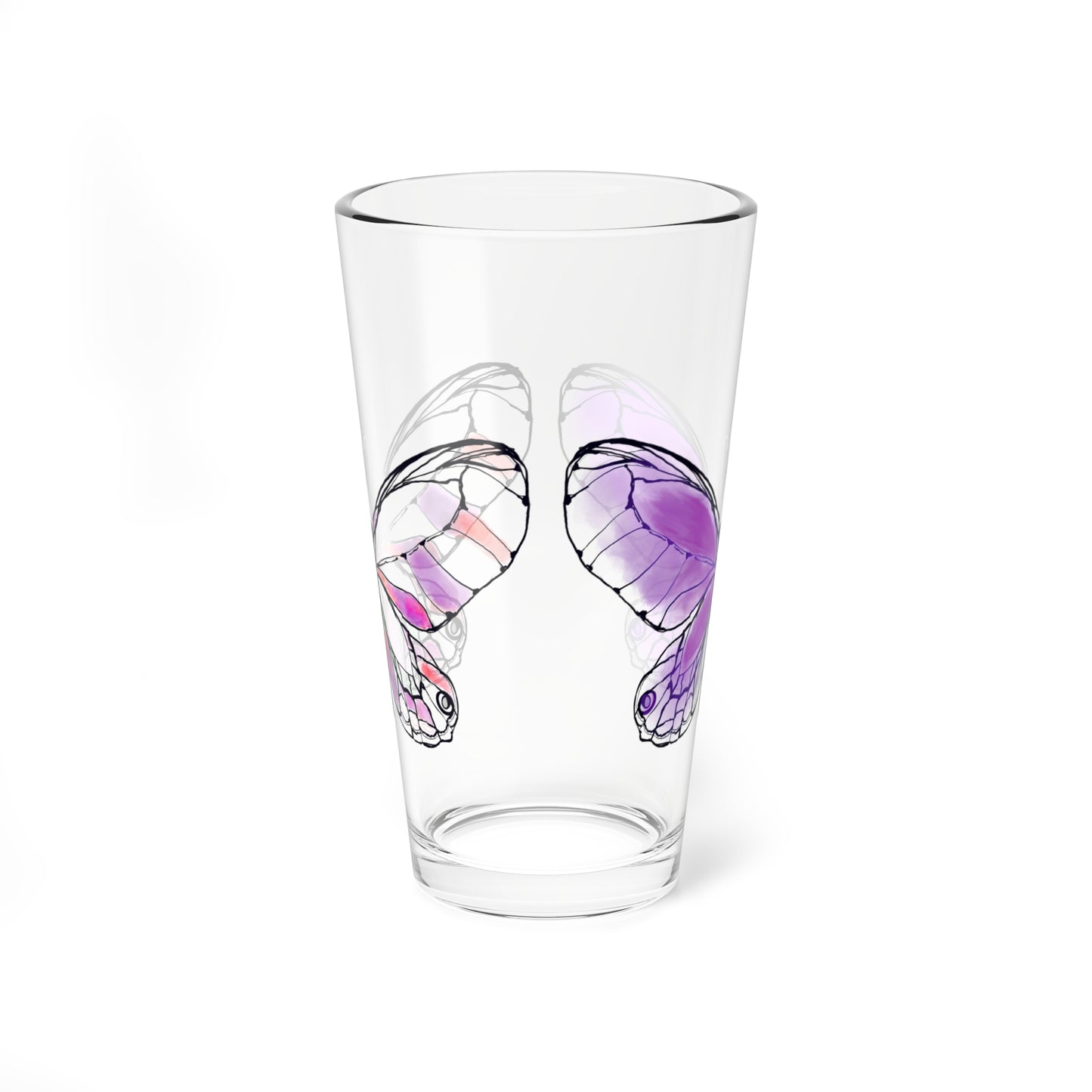 Mixing Glass, 16oz Butterfly Colorful Watercolor