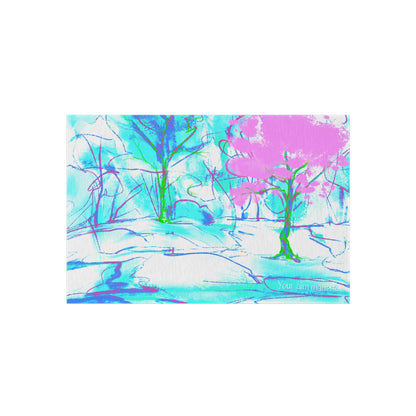 Inspirational Landscapes "Your aim matters" Indoor/Outdoor Area Rug in Blue, Aqua, and Lilac