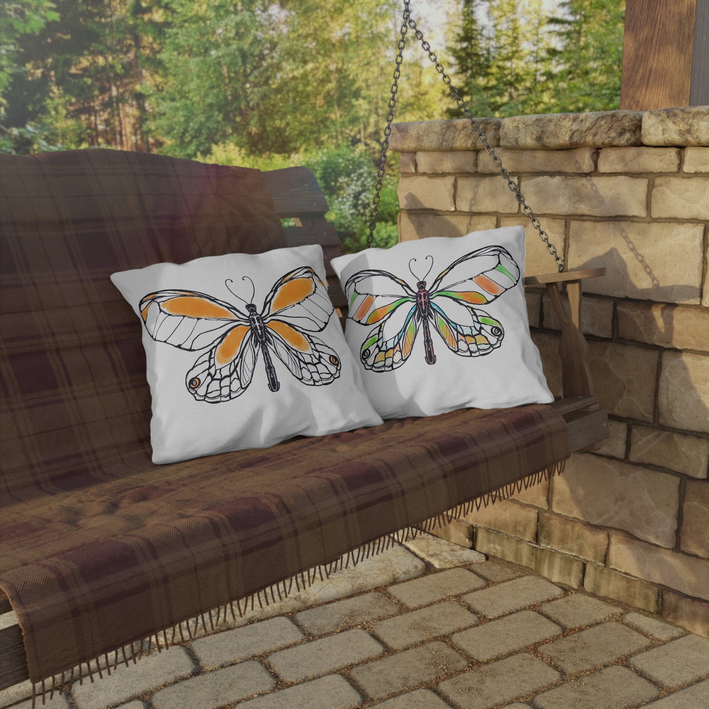 Outdoor Pillows Lulu Butterflies Orange