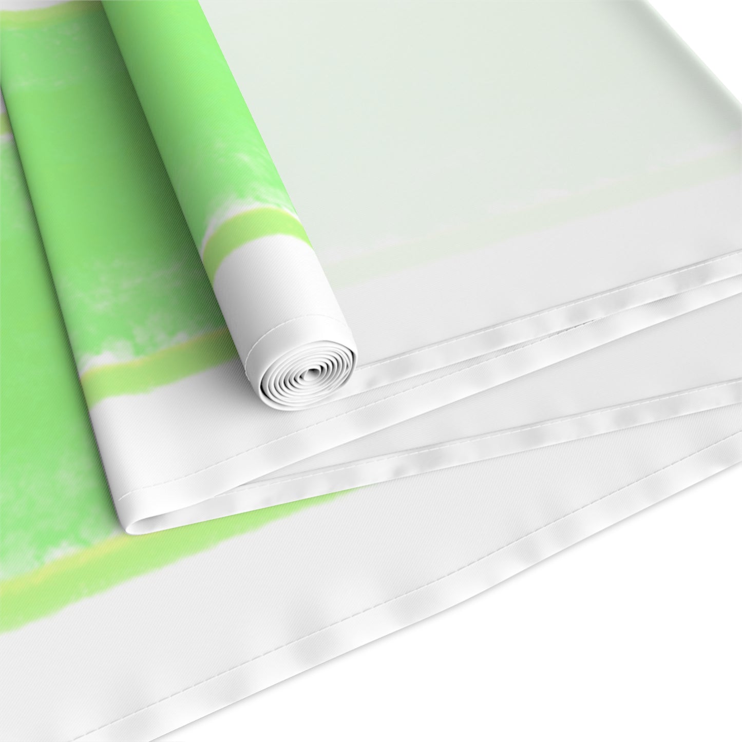 Mega Stripe Table Runner (Cotton Creamy White, Poly Bright White), Green