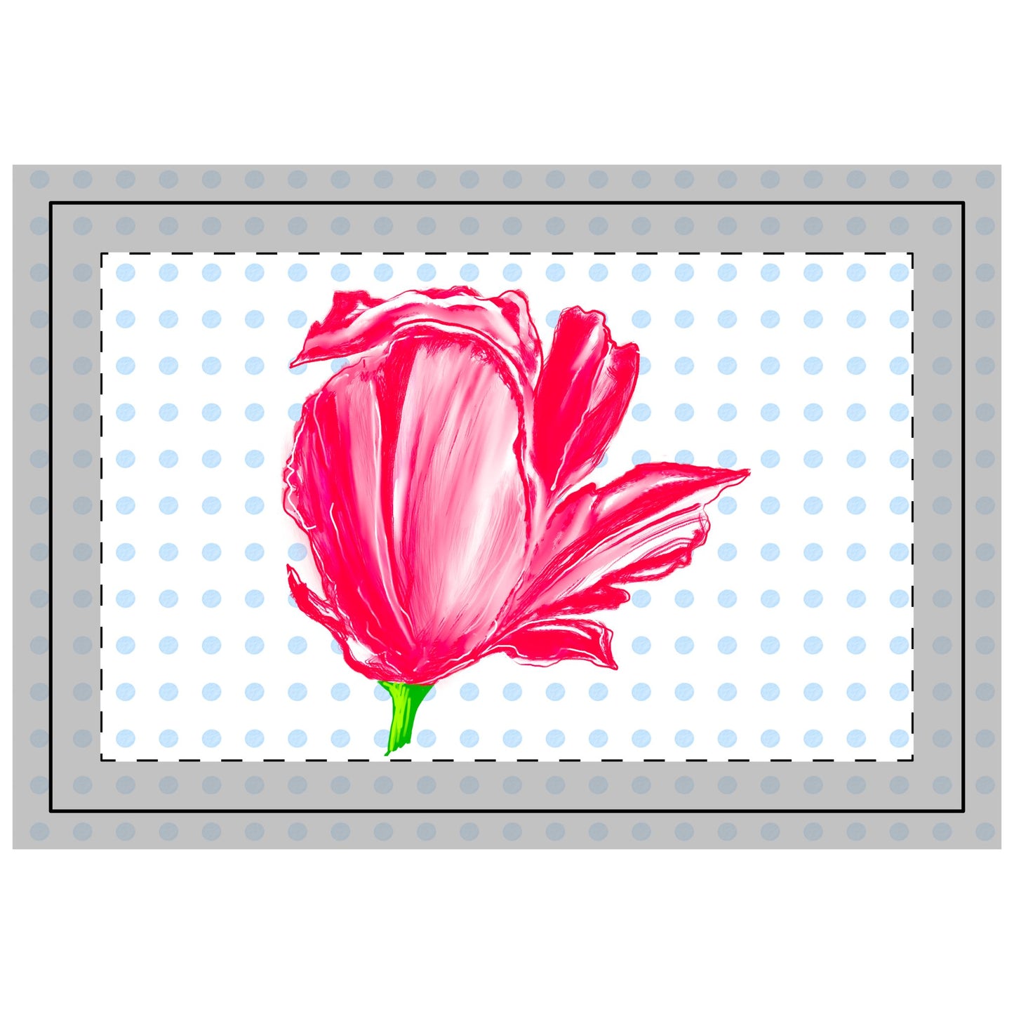Vibrant Tulips Quilted Placemat Small Blue Polka Dot