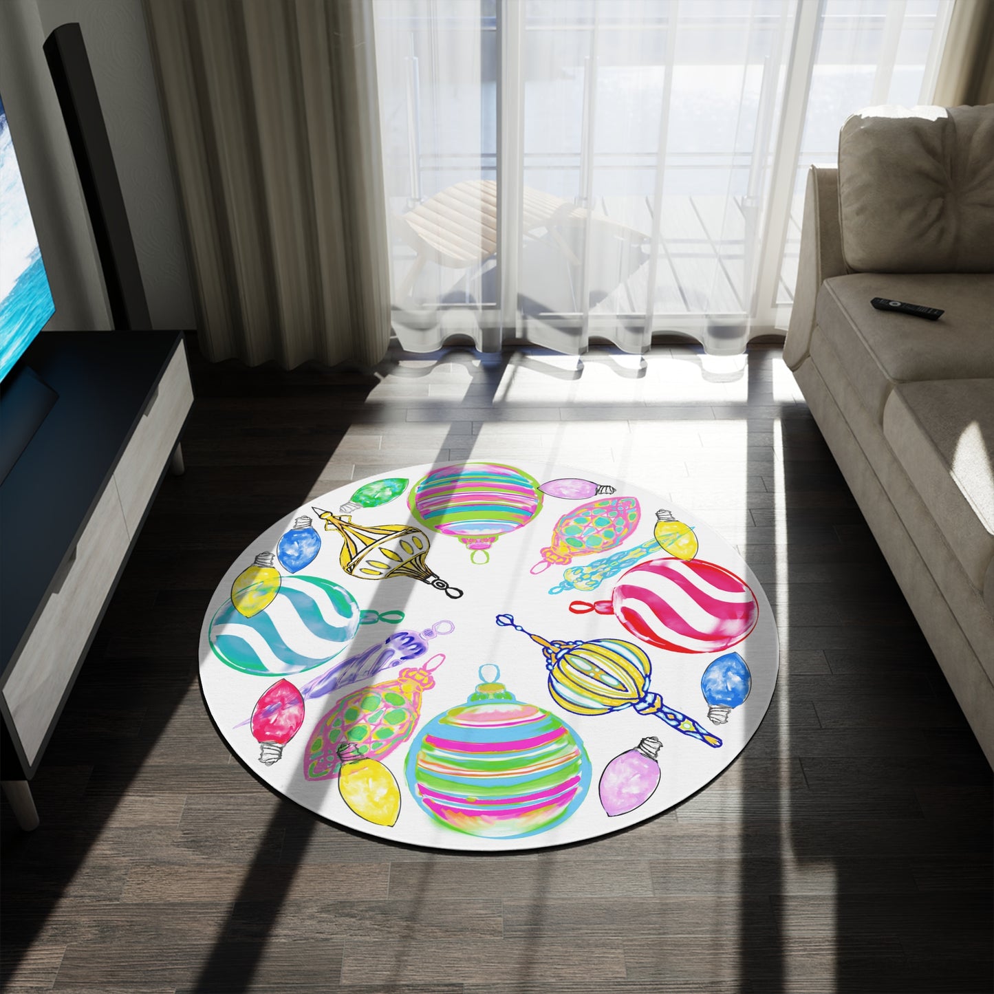 Rugs Christmas Watercolor Ornaments Round