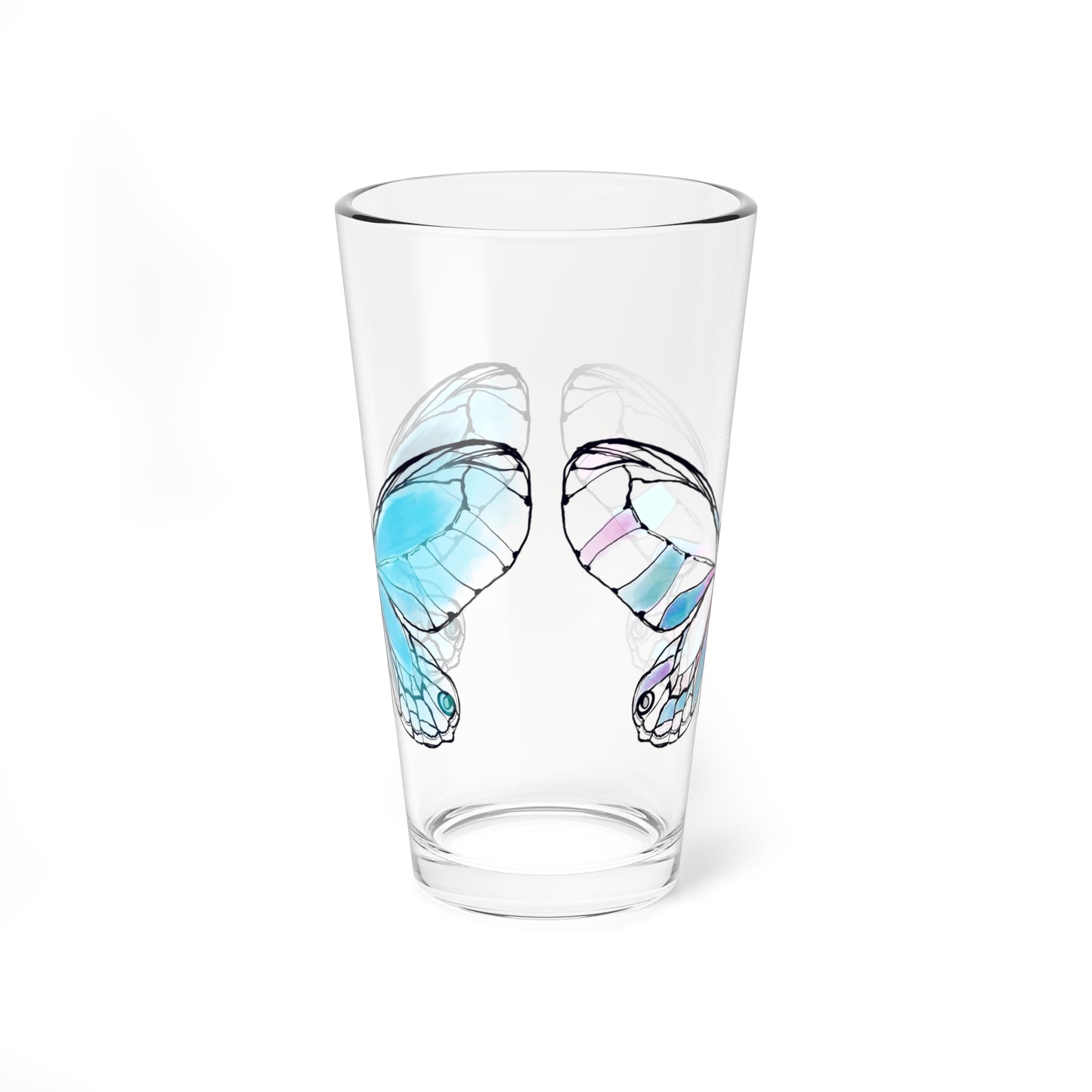 Mixing Glass, 16oz Butterfly Colorful Watercolor