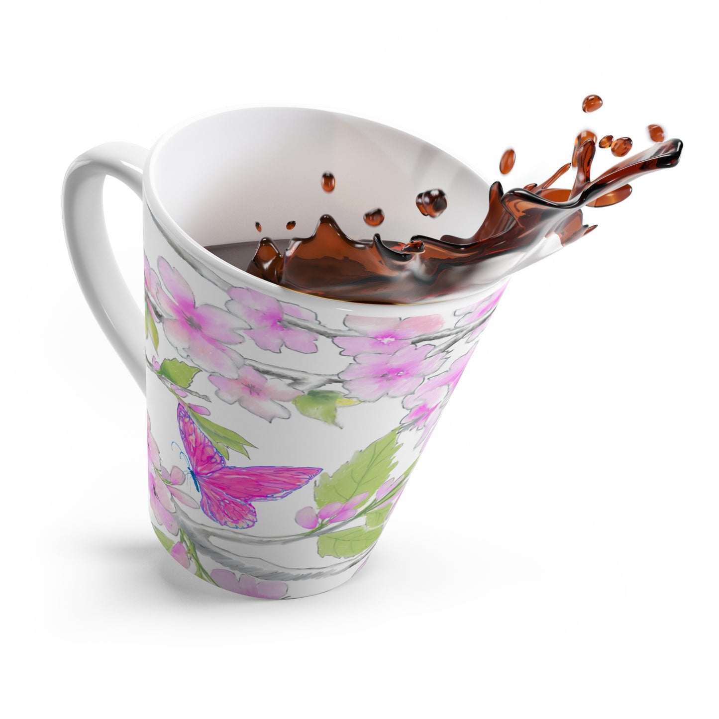 Butterfly Swing Latte Mug Orange, Pink
