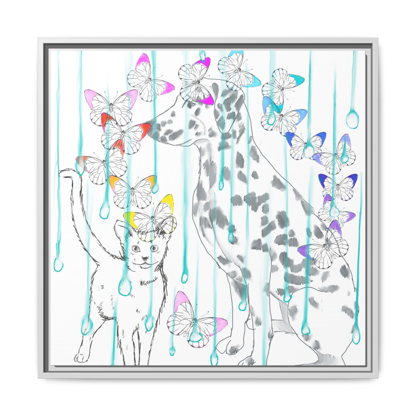 Butterfly Chroma Rain and Shine Matte Canvas, Framed (White)