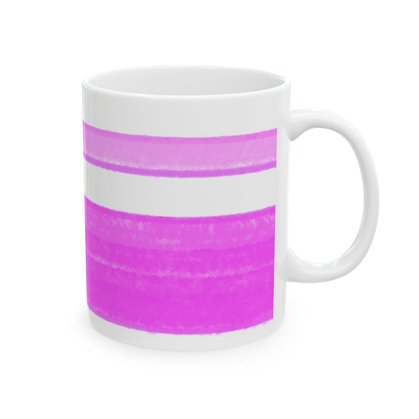 Mega Stripe Kitty Butterfly Flutter Ceramic Mug Purplish Pink