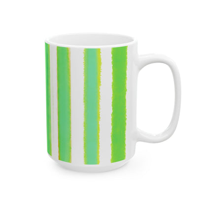 WatercolorStripes Ceramic Mug Dark Green