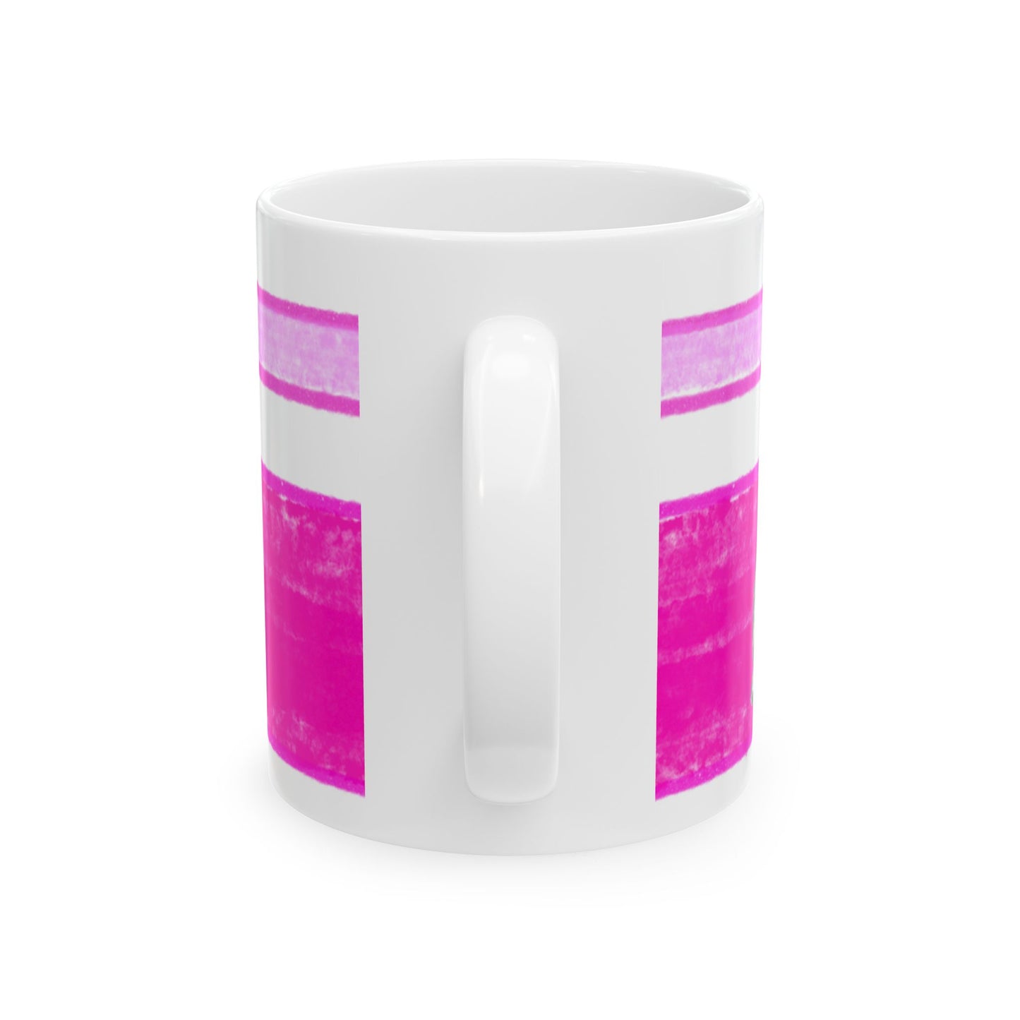 Mega Stripe Kitty Butterfly Flutter Ceramic Mug Raspberry Pink