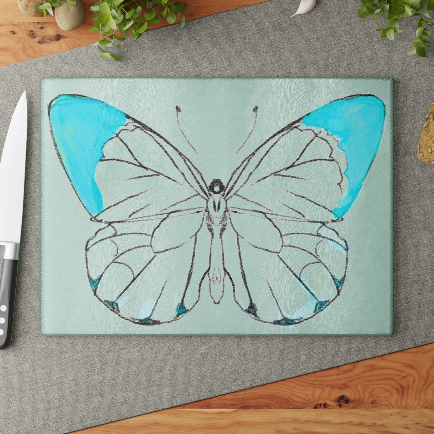 Chroma Glass Cutting Board Aqua