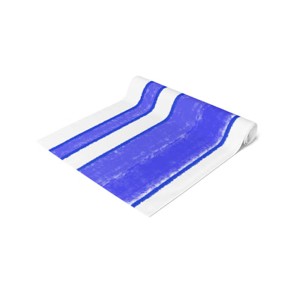 Mega Stripe Table Runner (Cotton Creamy White, Poly Bright White) Royal Blue