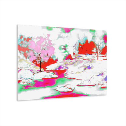 Joyful Landscapes Acrylic Print in Red and Pink (French Cleat Hanging)