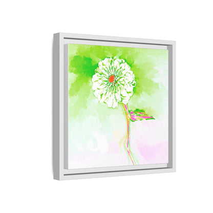 Zinnia Color Splash Matte Canvas Yellow Green Framed