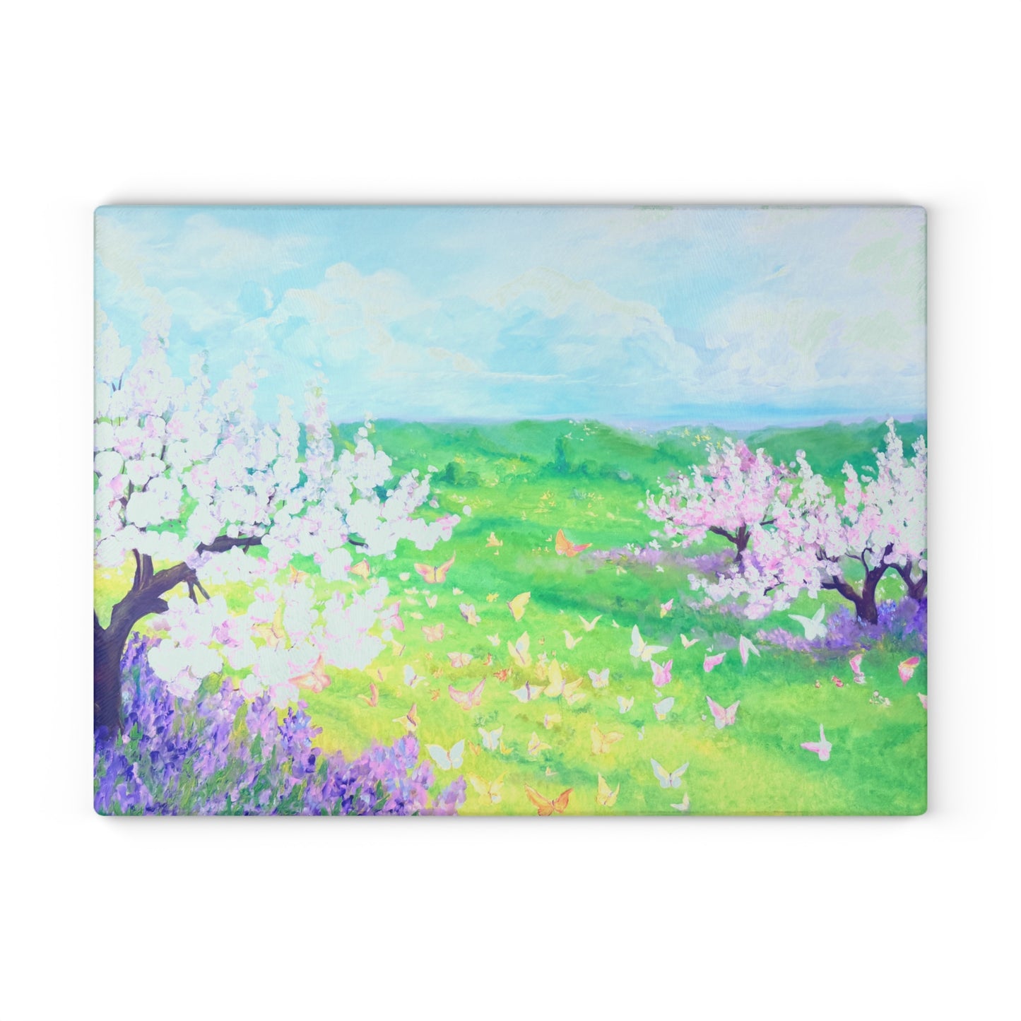 Glass Cutting Board Watercolor Landscape