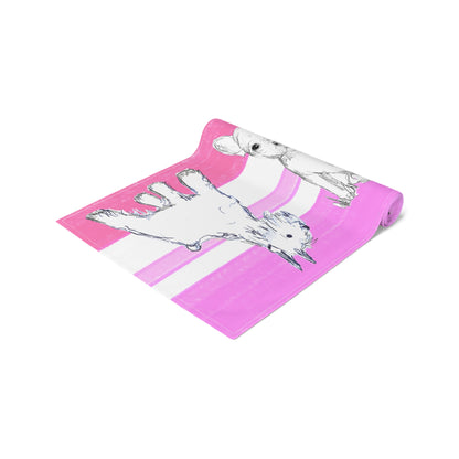 Dogi Butterfly Flutter Table Runner , 16" x 90", Cotton Creamy White Background OR Poly Bright White Background), Pinks