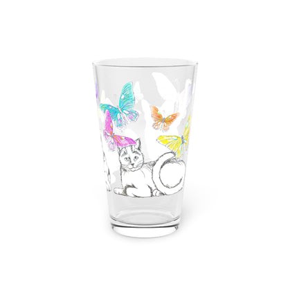 Kitty Flutter Pint Glass, 16oz