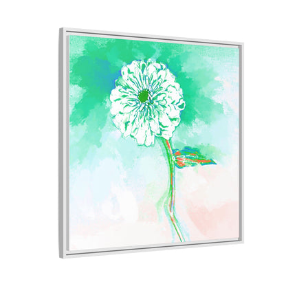 Zinnia Color Splash Matte Canvas Green Framed