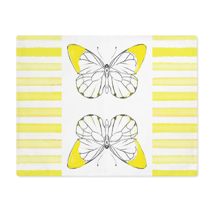 Butterfly Chroma Stripe Placemat, 1 pc, Yellow,  (Fabric Background Creamy White)