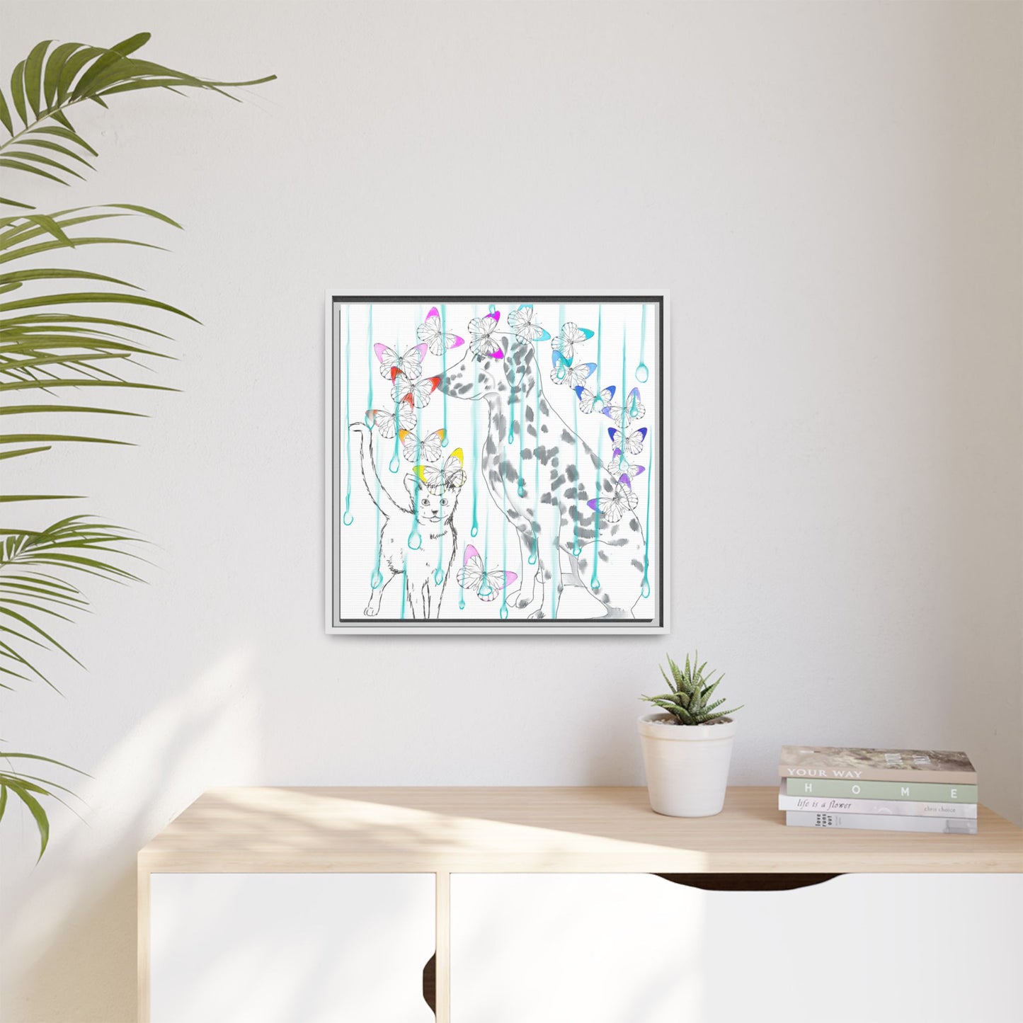 Butterfly Chroma Rain and Shine Matte Canvas, Framed (White)