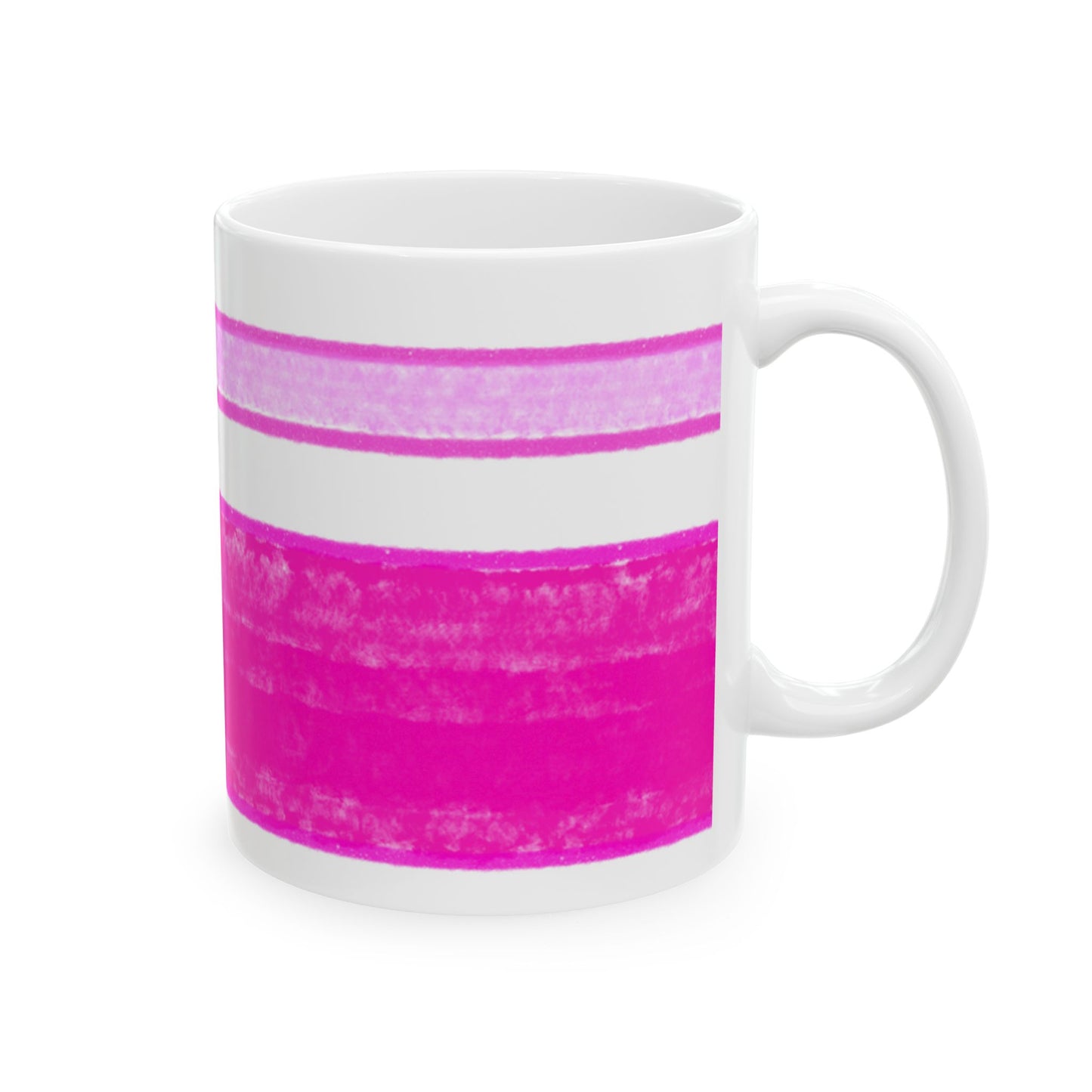 Mega Stripe Kitty Butterfly Flutter Ceramic Mug Raspberry Pink