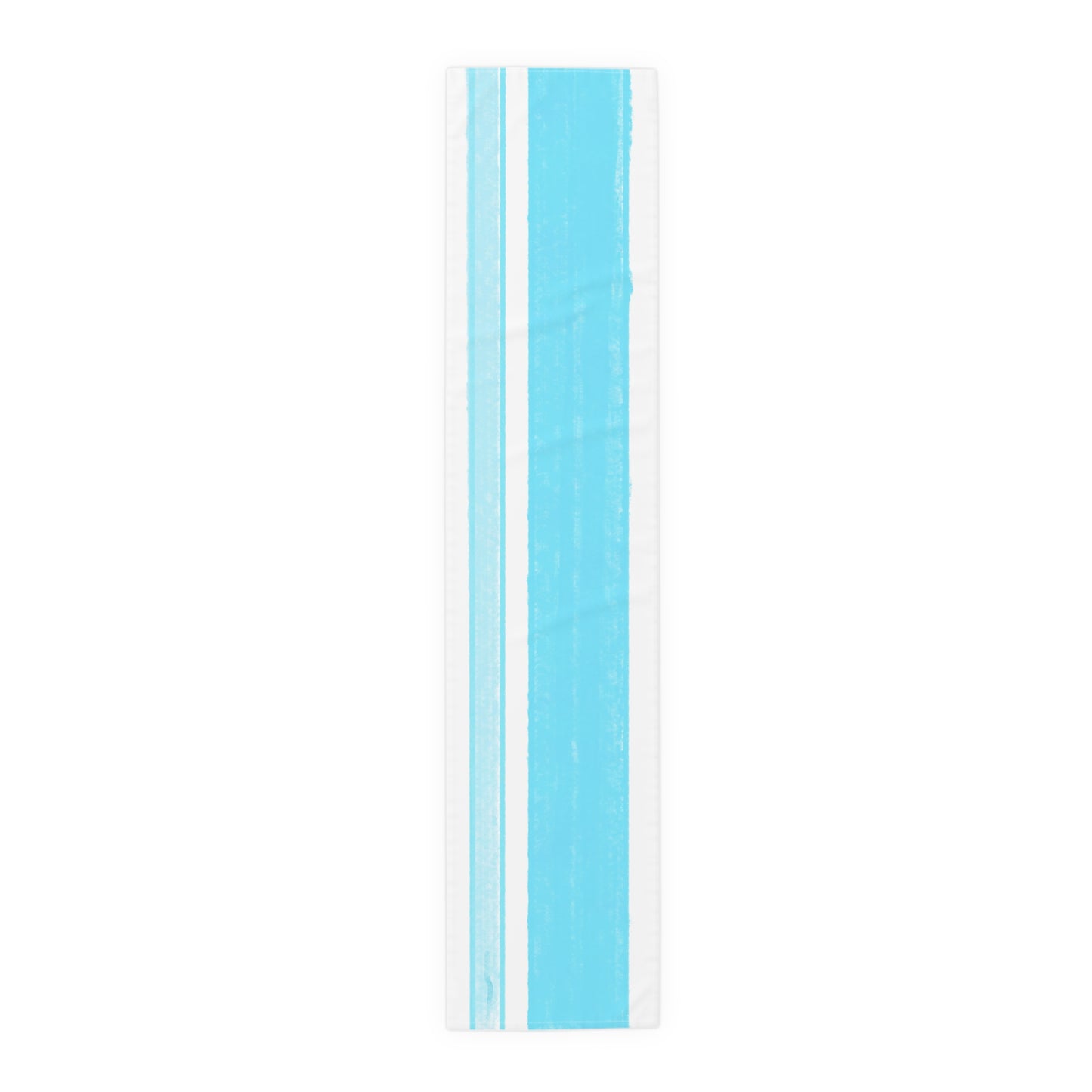 Mega Stripe Table Runner (Cotton Creamy White OR  Poly Bright White) Aqua