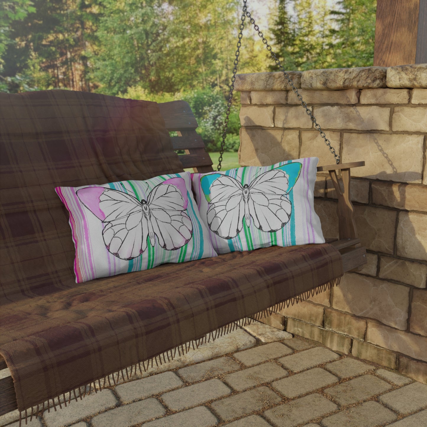 Pillows Outdoor Watercolor Butterfly Whimsy