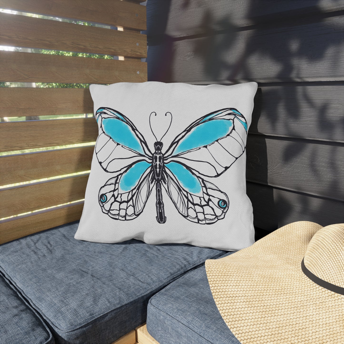 Outdoor Pillows Lulu Butterflies Aqua