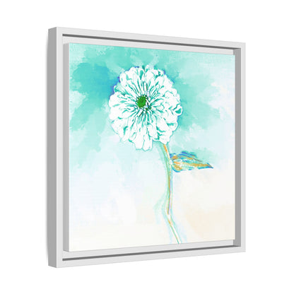 Zinnia Color Splash Matte Canvas Green Aqua Framed