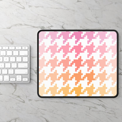 Houndstooth Fun Pink and Orange Gaming Mouse Pad