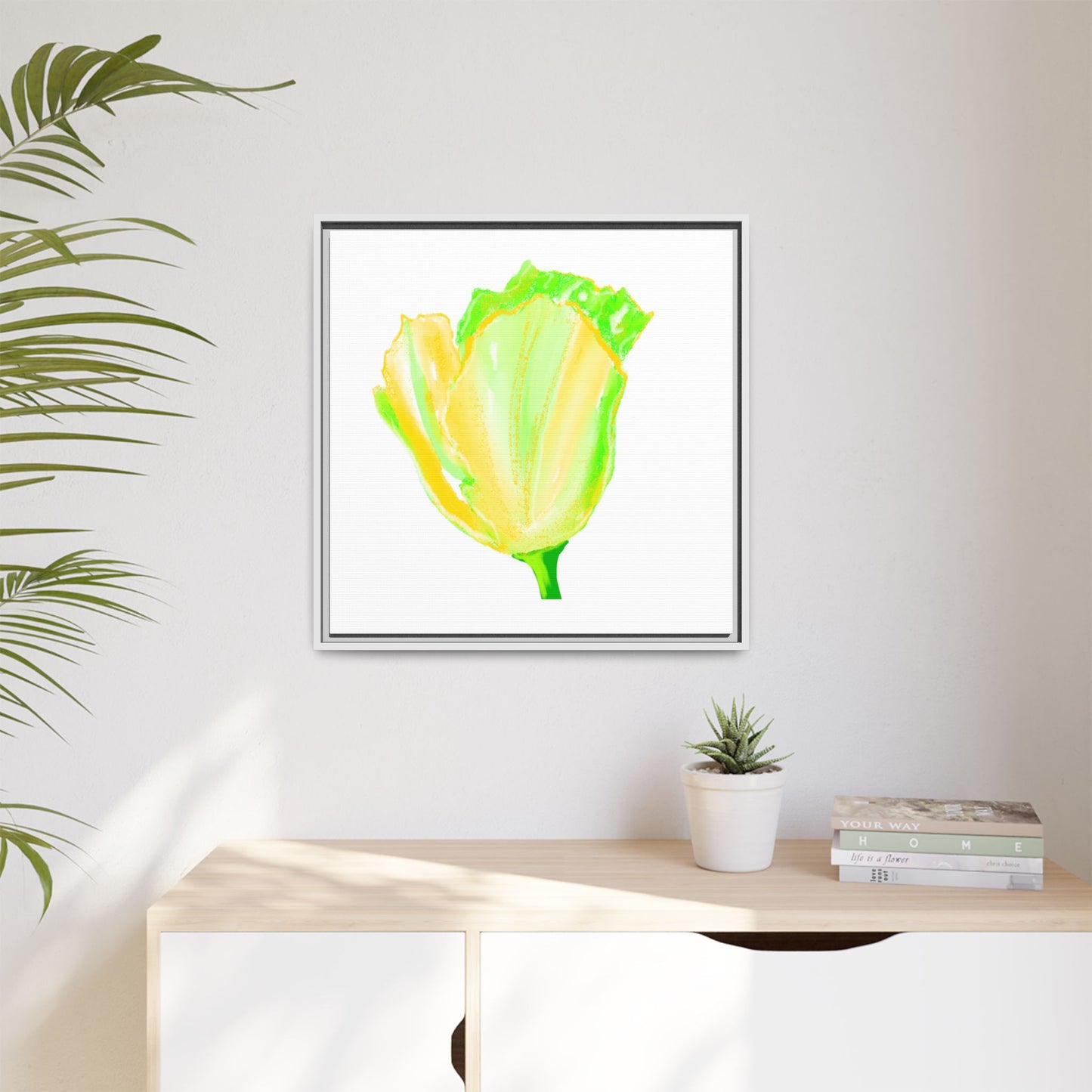 Dancing Tulips Matte Canvas, Framed (Multi-color) Yellow Green