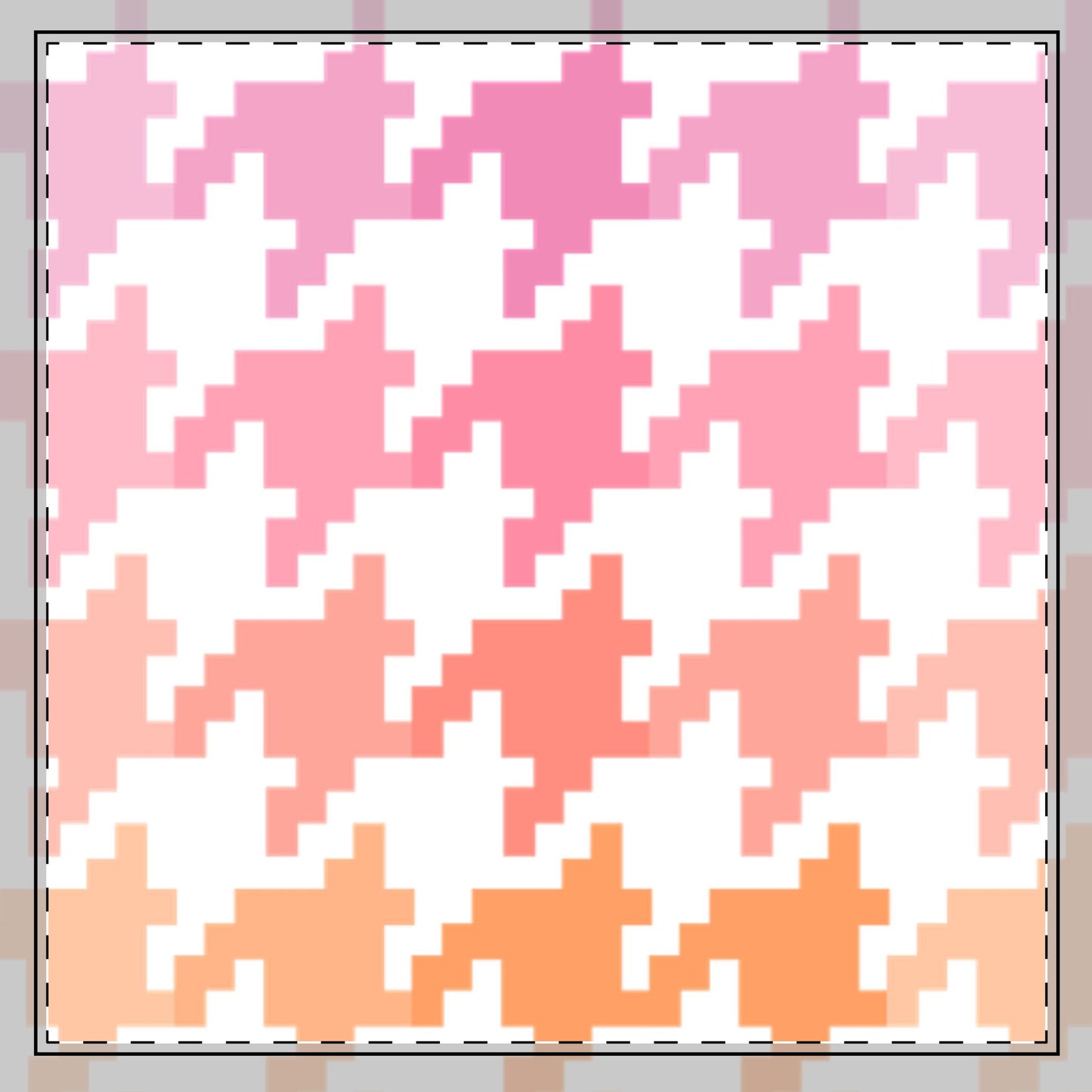 Houndstooth Fun  Cotton Twill Napkin pink/orange, Creamy White Background