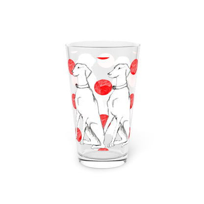 Dogi Fun and Polka Dots Pint Glass in Red, Dalmatian, 16oz